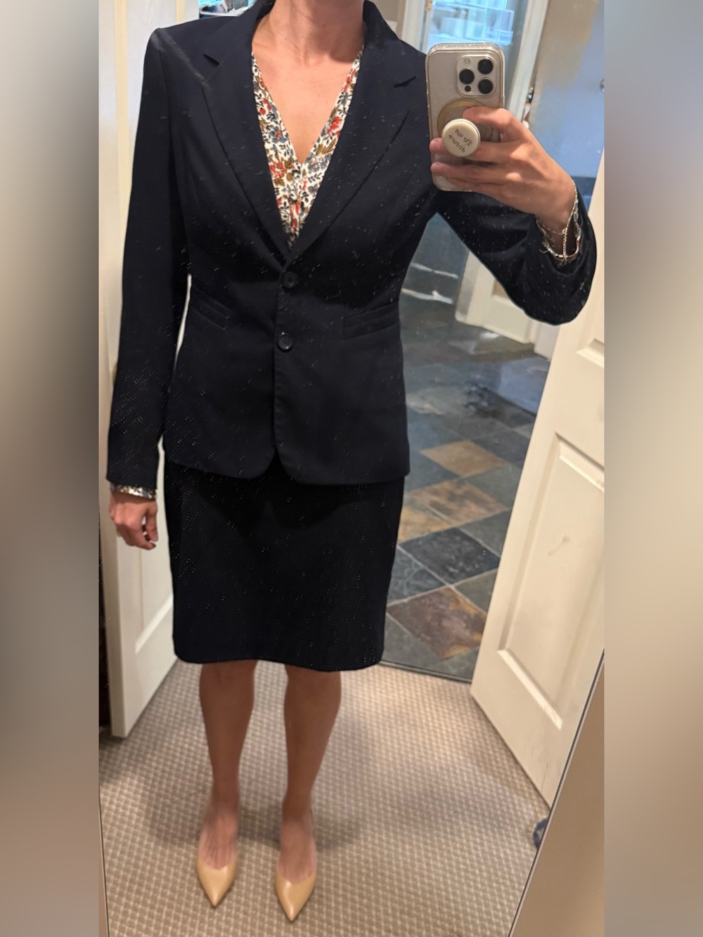Navy Three Piece Women's Suit from The Limited (jacket, skirt, pants) - Picture 3 of 13